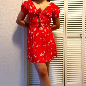 Red floral dress